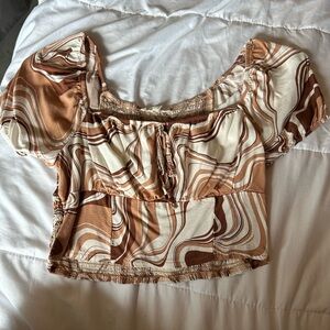 Short Sleeve Brown Top